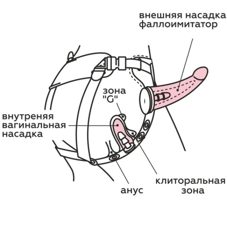 Страпон с 3 насадками Harness Woman Long